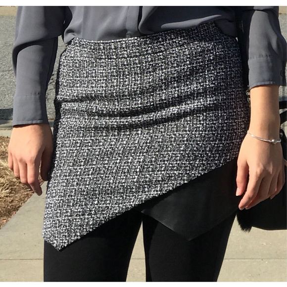 Sans Souci Gray Black Tweed Mini Skirt Size Small - Picture 1 of 11